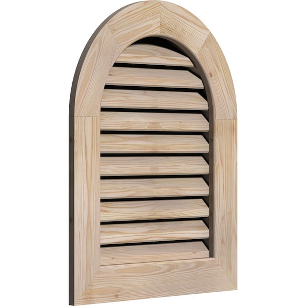 Round Top Gable Vent Unfinished, Functional, Pine Gable Vent W/ 1 X 4 Flat Trim Frame, 20W X 22H